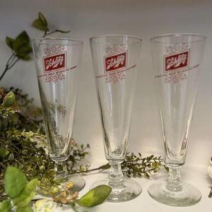 Vintage Schlitz Beer Drinking Stem Glasses Set of 3